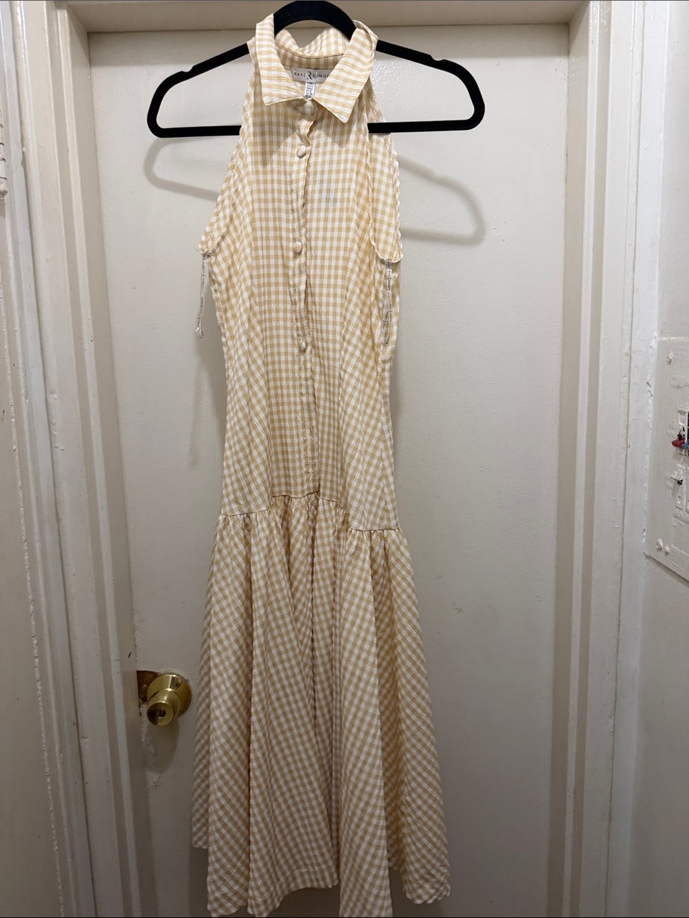 Rare London Yellow Gingham Sleeveless Maxi Dress